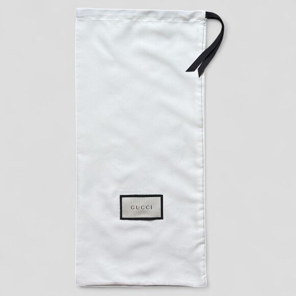Gucci Dust Bag White Black Logo Drawstring Wallet Shoe Storage Cover 8.5 x 17.5 - Picture 1 of 6